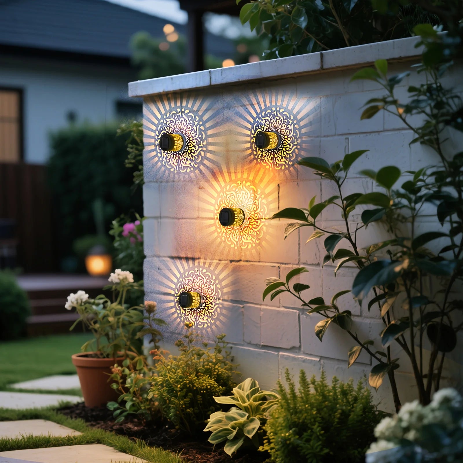 Mandala Solar-Powered Wall Lantern