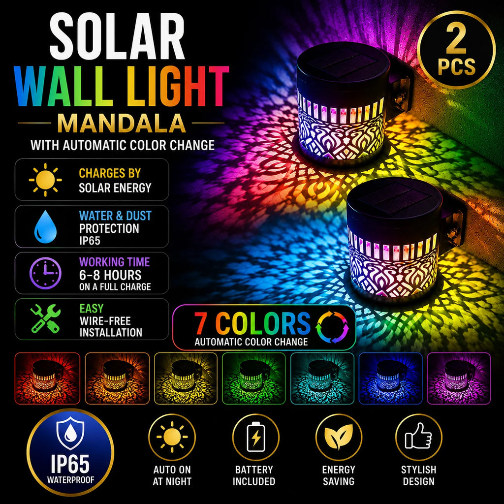 Mandala Solar-Powered Wall Lantern