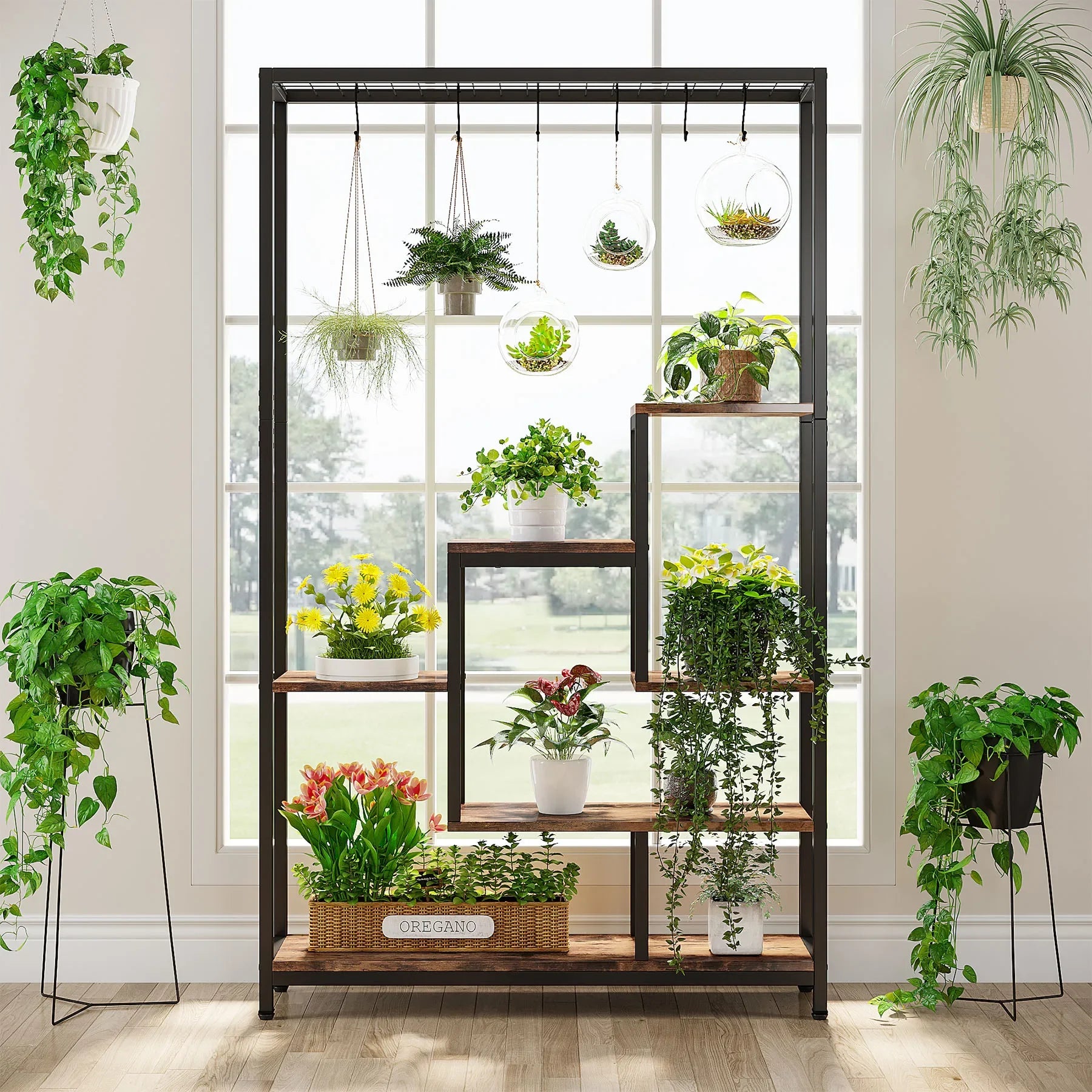 Tribesigns 5 Tiers Indoor Plant Stand w/10  Hanging Hooks