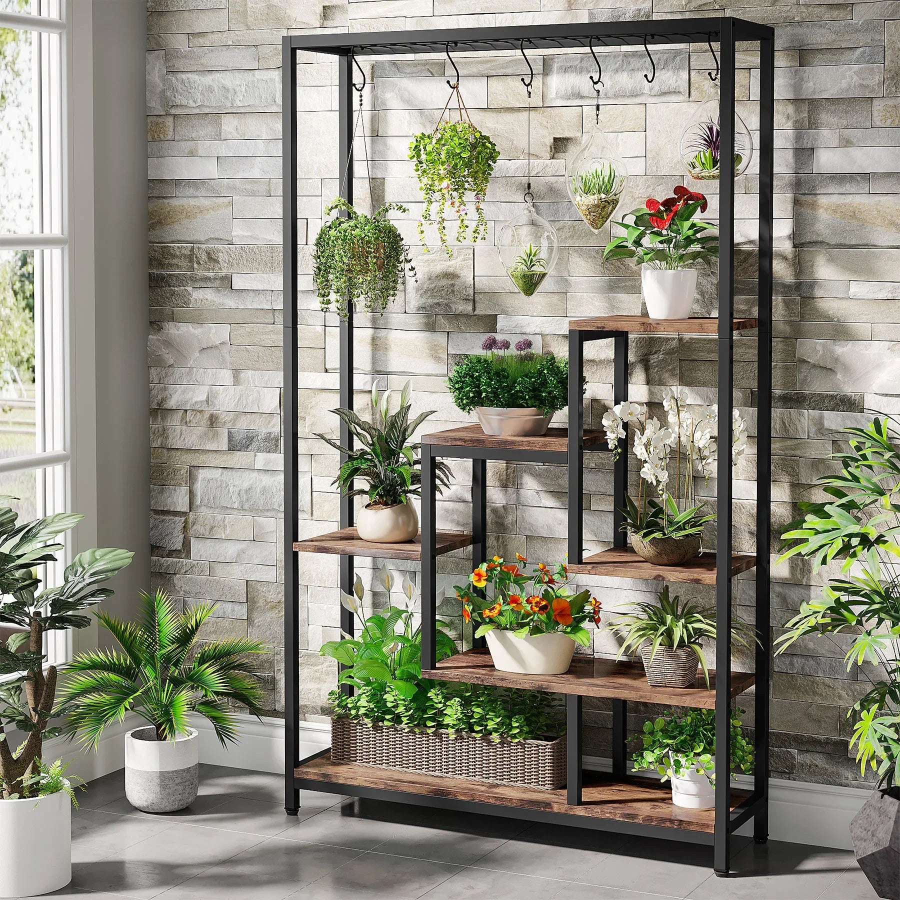 Tribesigns 5 Tiers Indoor Plant Stand w/10  Hanging Hooks