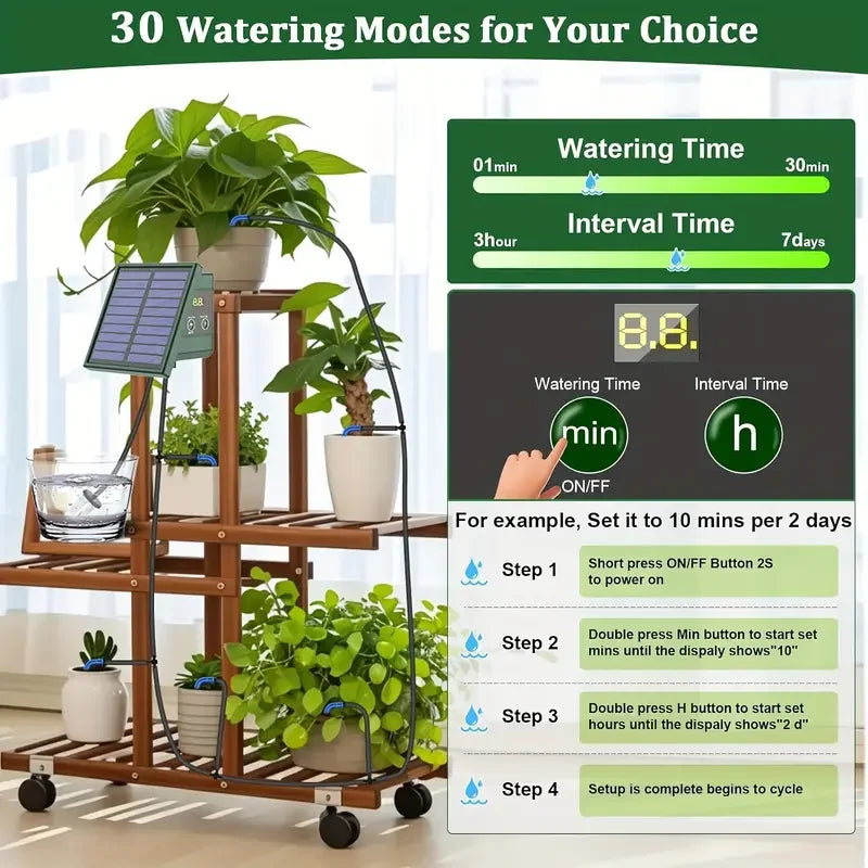 Raindrop Solar-Powered Automatic Drip Irrigation System