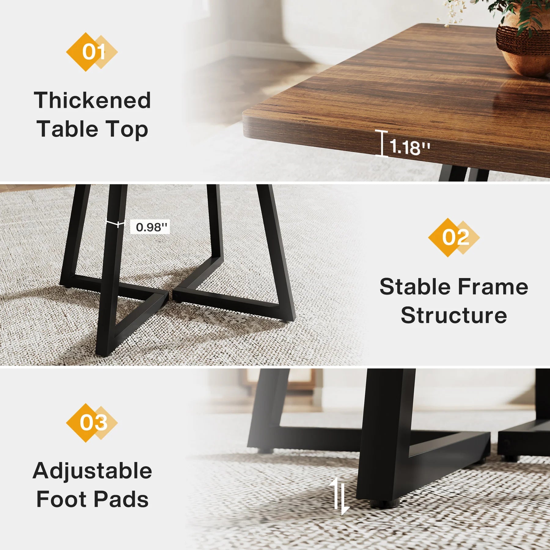 Tribesigns Square Dining Table for 4